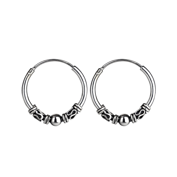 Wholesale 16mm Sterling Silver Bali Ear Hoops - JD20998