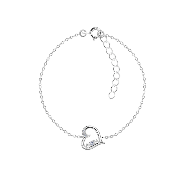 Wholesale Sterling Silver Heart Bracelet - JD21536