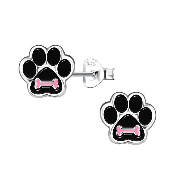 Wholesale Sterling Silver Paw Print Ear Studs - JD20969