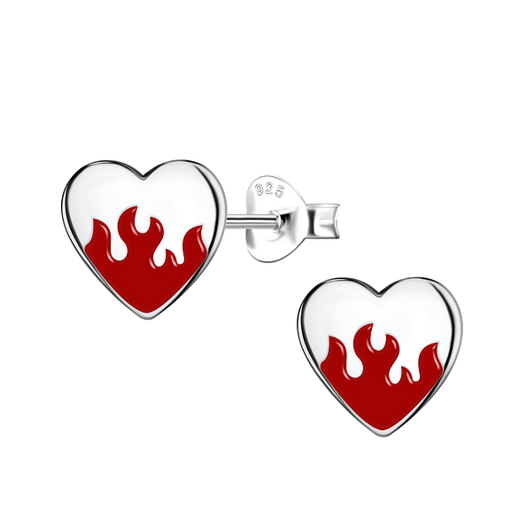 Wholesale Sterling Silver Heart Ear Studs - JD21524