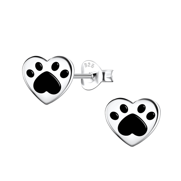 Wholesale Sterling Silver Paw Print Ear Studs - JD21557