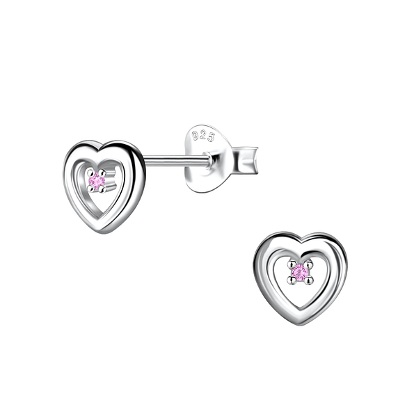 Wholesale Sterling Silver Heart Ear Studs - JD21523