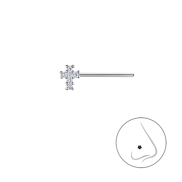 Wholesale Sterling Silver Cross Nose Stud - JD21473