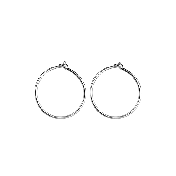 Wholesale 15mm Sterling Silver Wire Ear Hoops - Pack of 5 Pairs - JD21551