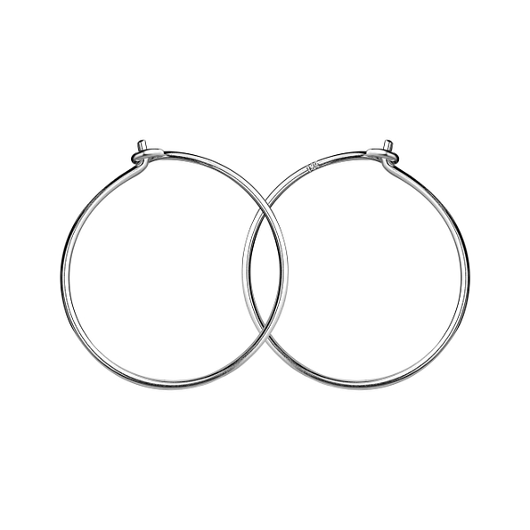 Wholesale 17mm Sterling Silver Wire Ear Hoops - Pack of 5 - JD21351