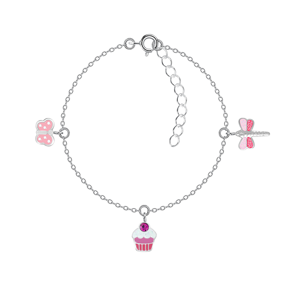 Wholesale Sterling Silver Pink Lovers Bracelet - JD20746