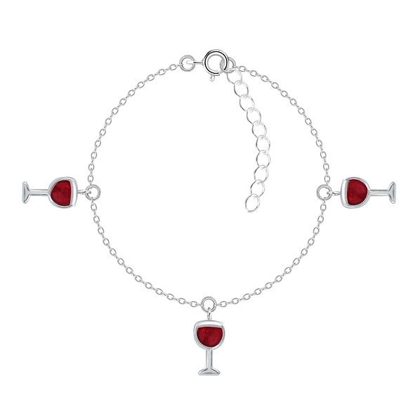 Wholesale Sterling Silver Wine Glass Bracelet - JD20206