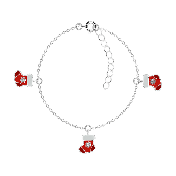 Wholesale Sterling Silver Christmas Stocking Bracelet - JD20212