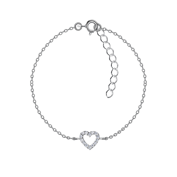 Wholesale Sterling Silver Heart Bracelet - JD21625