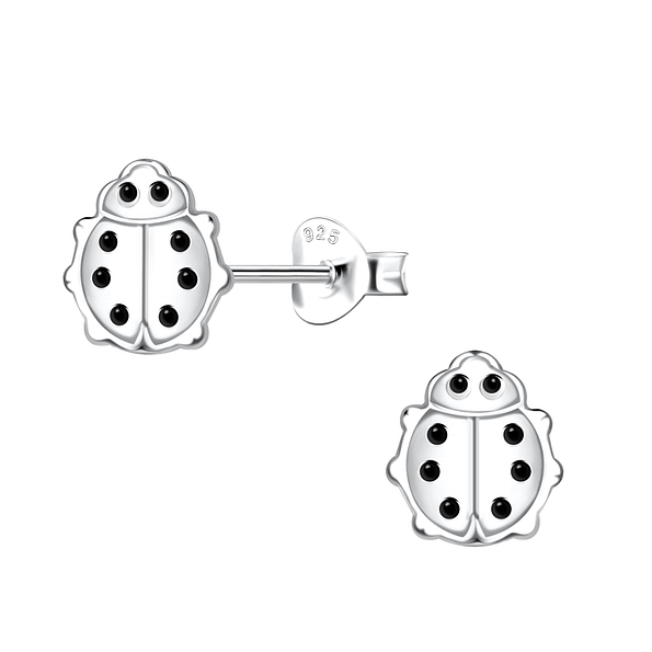 Wholesale Sterling Silver Ladybug Ear Studs - JD21646