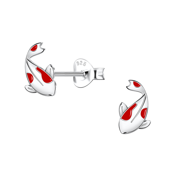 Wholesale Sterling Silver Koi Fish Ear Studs - JD21649