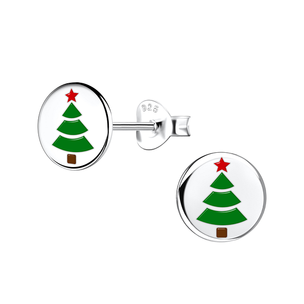 Wholesale Sterling Silver Christmas Tree Ear Studs - JD21667