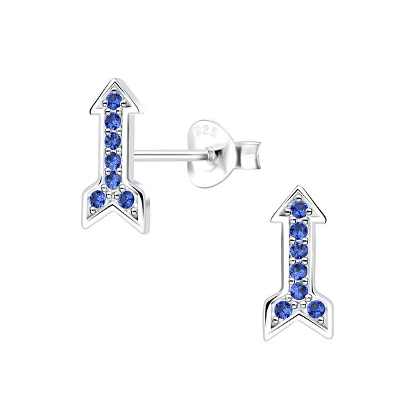 Wholesale Sterling Silver Arrow Cubic Zirconia Ear Studs - JD4341