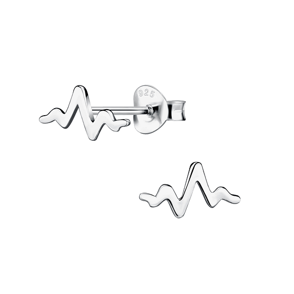 Wholesale Sterling Silver Heartbeat Ear Studs - JD21609