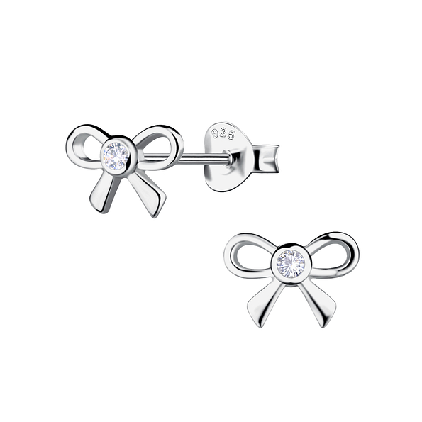 Wholesale Sterling Silver Bow Ear Studs - JD21636