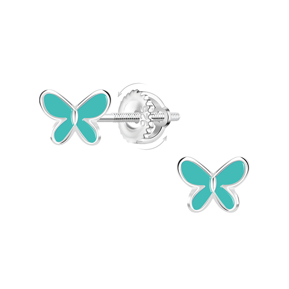 Wholesale Sterling Silver Butterfly Screw Back Ear Studs - JD20917