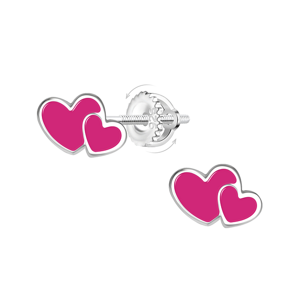 Wholesale Sterling Silver Heart Screw Back Ear Studs - JD20912