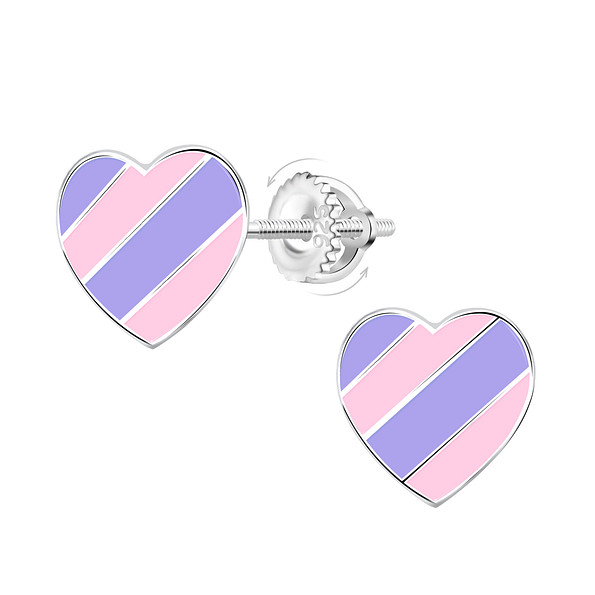 Wholesale Sterling Silver Heart Screw Back Ear Studs - JD20918