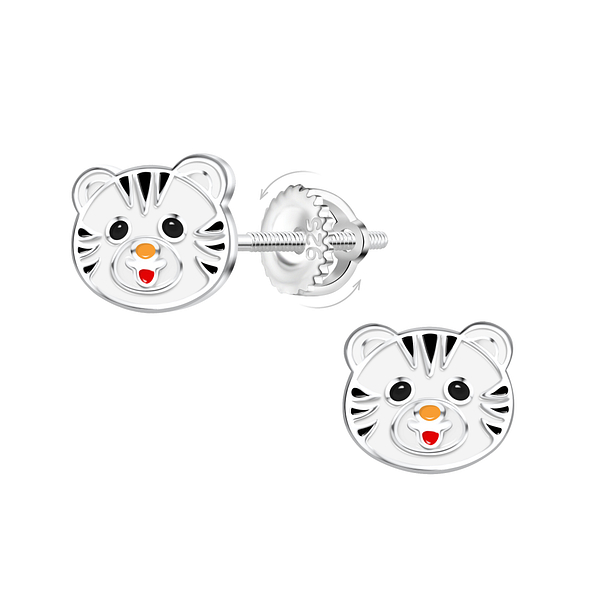 Wholesale Sterling Silver Tiger Screw Back Ear Studs - JD20907