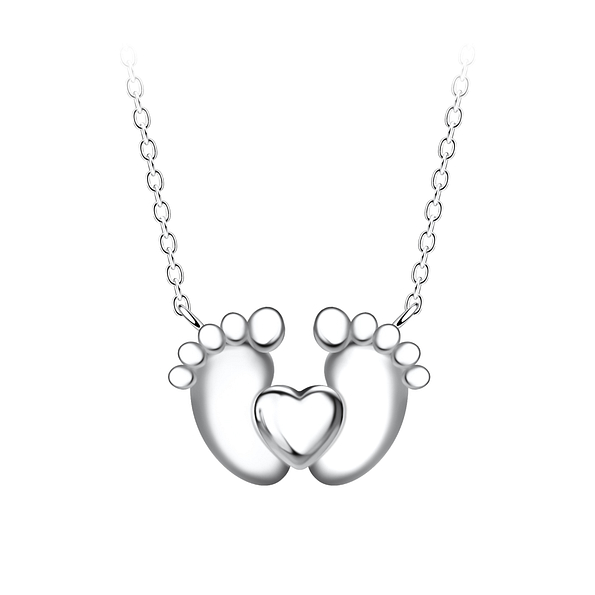 Wholesale Sterling Silver Foot Print Necklace - JD21674