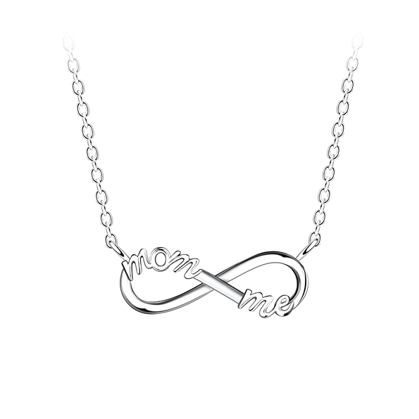 Wholesale Sterling Silver Mom and Me Infinity Necklace - JD21673