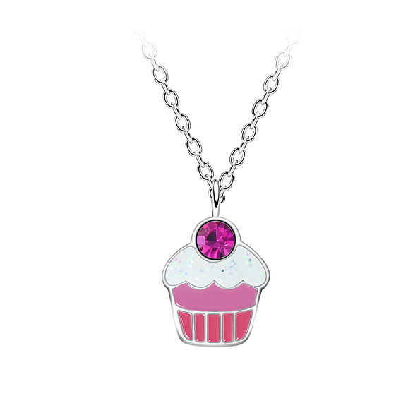 Wholesale Sterling Silver Cupcake Necklace - JD21628