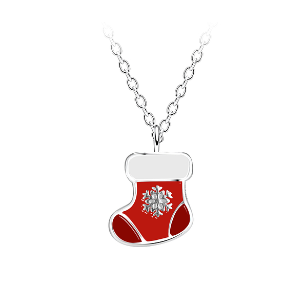 Wholesale Sterling Silver Christmas Stocking Necklace - JD14688