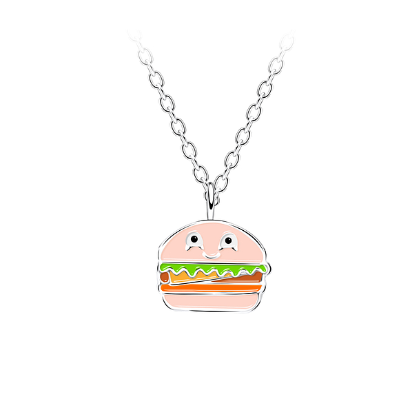 Wholesale Sterling Silver Burger Necklace - JD20190