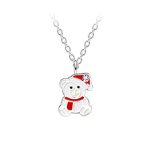 Wholesale Sterling Silver Christmas Bear Necklace - JD20217