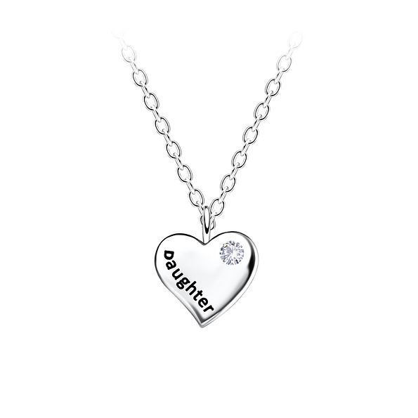 Wholesale Sterling Silver Daughter Heart Necklace - JD21675 Wholesale Sterling Silver Daughter Heart Necklace - JD21675