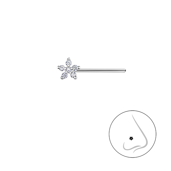 Wholesale Sterling Silver Flower Nose Stud - JD21572