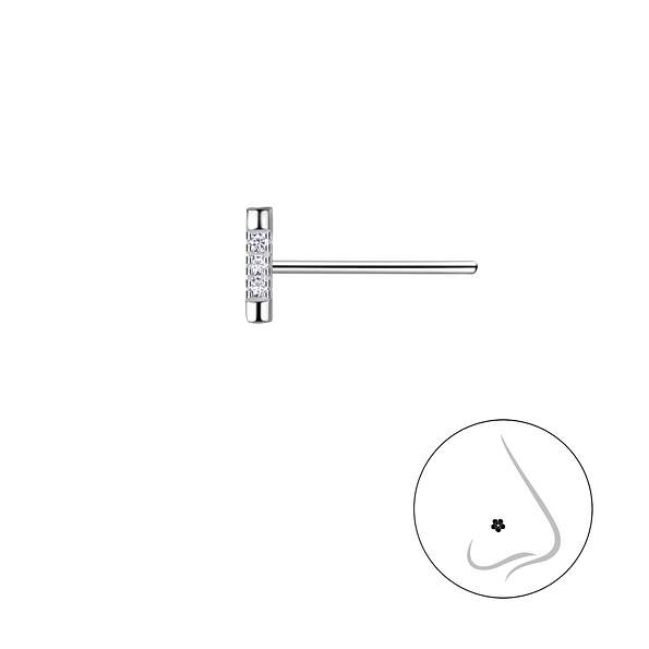 Wholesale Sterling Silver Bar Nose Stud - JD21573