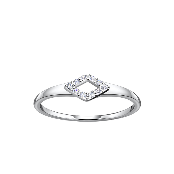 Wholesale Sterling Silver Diamond Shaped Ring - JD21436