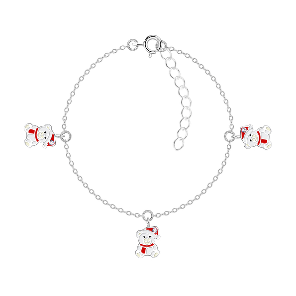 Wholesale Sterling Silver Christmas Bear Bracelet - JD20218