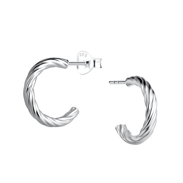 Wholesale Sterling Silver Twisted Half Hoop Ear Studs - JD21750