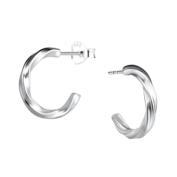 Wholesale Sterling Silver Twisted Half Hoop Ear Studs - JD21688