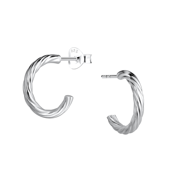 Wholesale Sterling Silver Twisted Half Hoop Ear Studs - JD21751