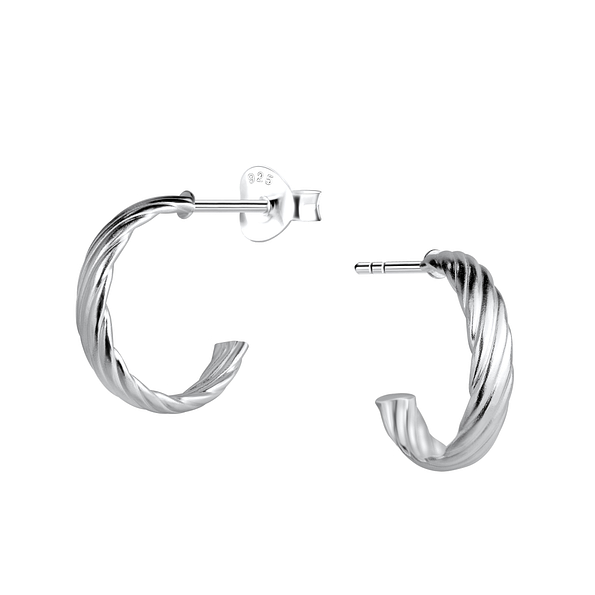 Wholesale Sterling Silver Twisted Half Hoop Ear Studs - JD21752