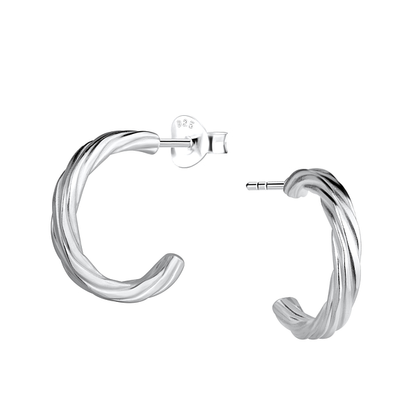 Wholesale Sterling Silver Twisted Half Hoop Ear Studs - JD21753