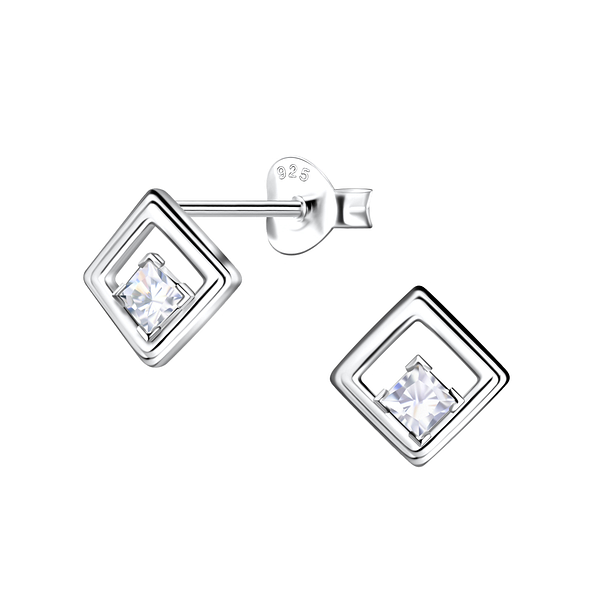 Wholesale Sterling Silver Square Ear Studs - JD21759