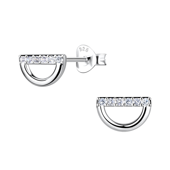 Wholesale Sterling Silver Semi Circle Ear Studs - JD21761