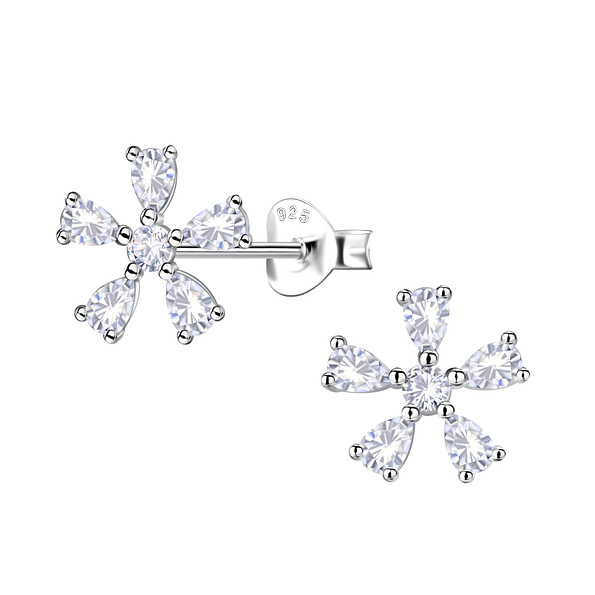 Wholesale Sterling Silver Flower Ear Studs - JD21697