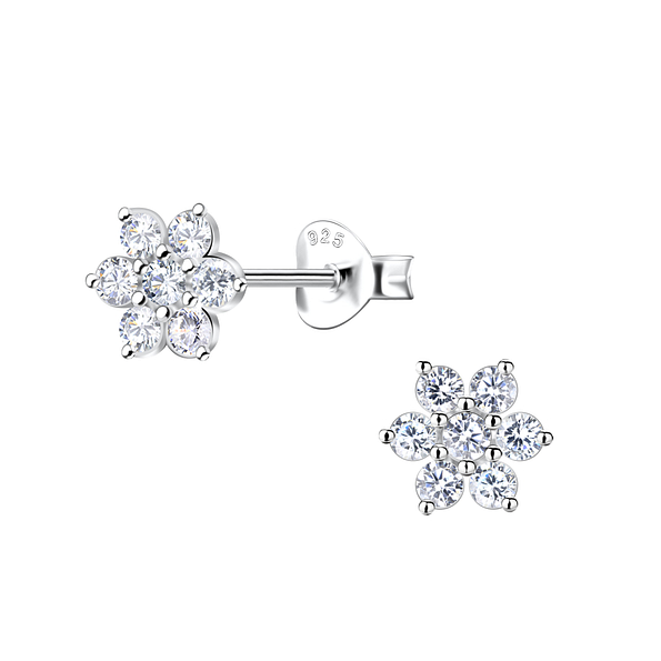 Wholesale Sterling Silver Flower Ear Studs - JD21764