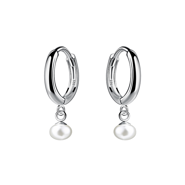 Wholesale 5mm Fresh Water Pearl Sterling Silver Huggie Earrings - JD21264