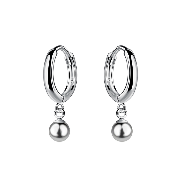 Wholesale 5mm Sterling Silver Ball Charm Huggie Earrings - JD21274