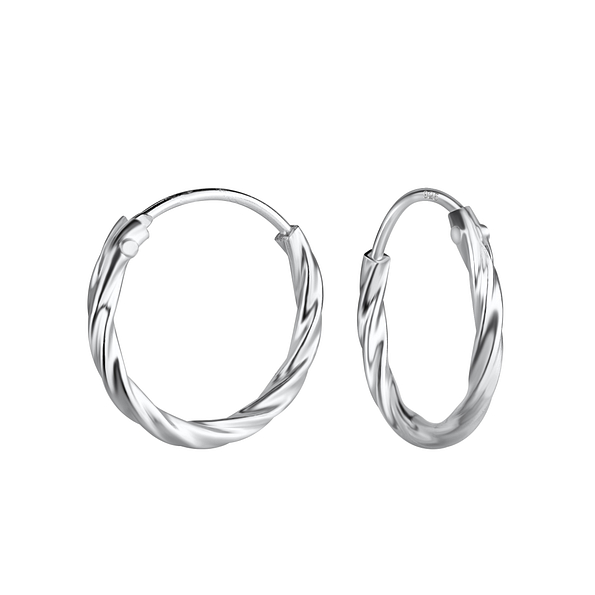 Wholesale 14mm Sterling Silver Twisted Ear Hoops - JD21690