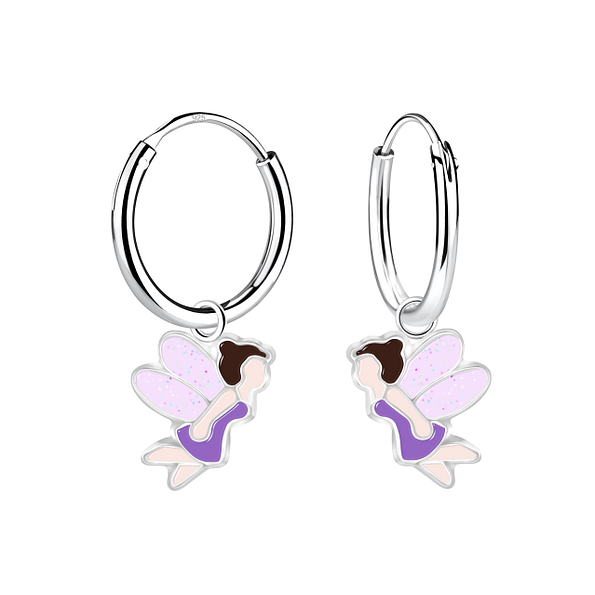 Wholesale Sterling Silver Fairy Charm Ear Hoops - JD13970