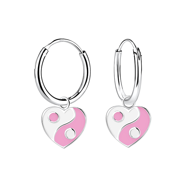 Wholesale Sterling Silver Yin Yang Charm Ear Hoops - JD20764