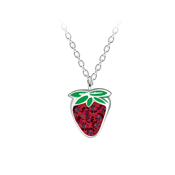 Wholesale Sterling Silver Strawberry Necklace - JD20238