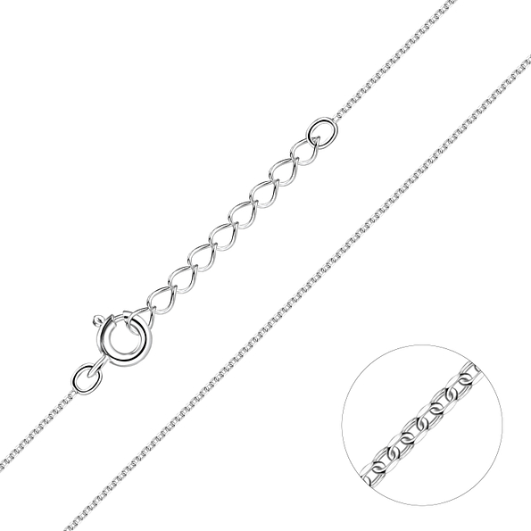 Wholesale 45cm Sterling Silver Diamond Cut Cable Chain with Extension - JD21440